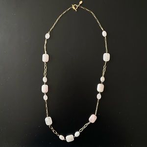 Brooks Brothers light pink stone and gold chain necklace